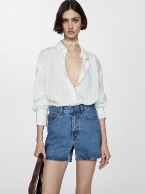 MANGO High-rise denim shorts - SIZE 0